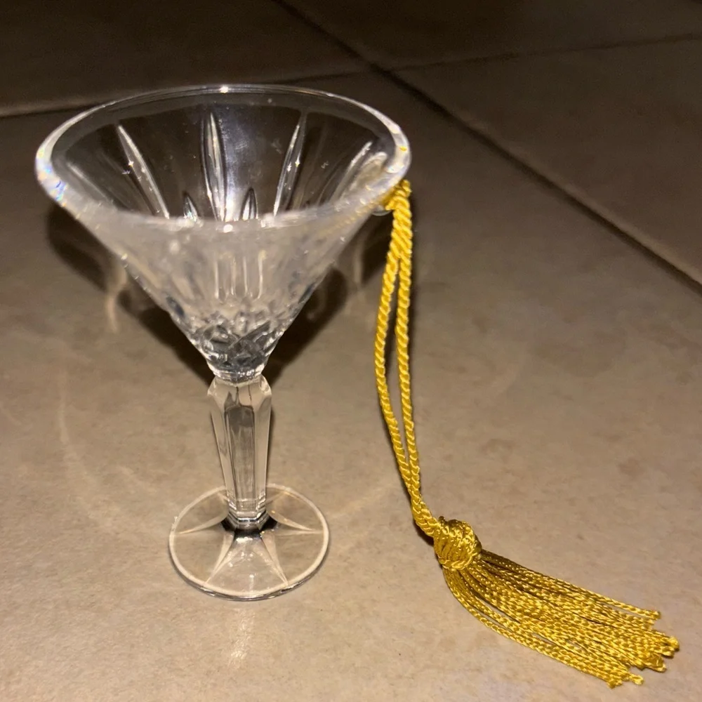 Gorham Lady Anne Mini Crystal Martini Shot Glass Christmas Ornament